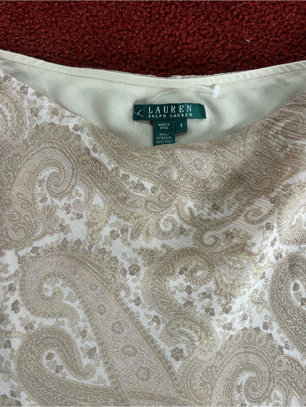Lauren Ralph Lauren Cream and Gold Paisley Pencil Skirt